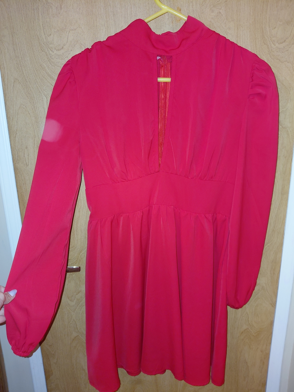 SHEIN Red Long Sleeve Mini Dress